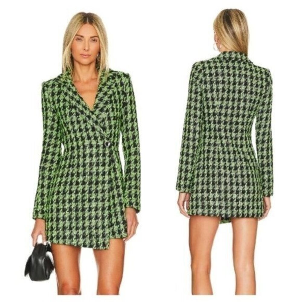 MAJORELLE Avanti Blazer Dress - Electric Green Tweed